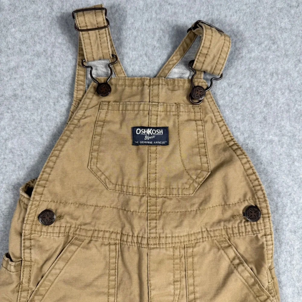 OshKosh Bgosh Canvas Overalls 12M Tan Vestbak Workwear Heritage Utility